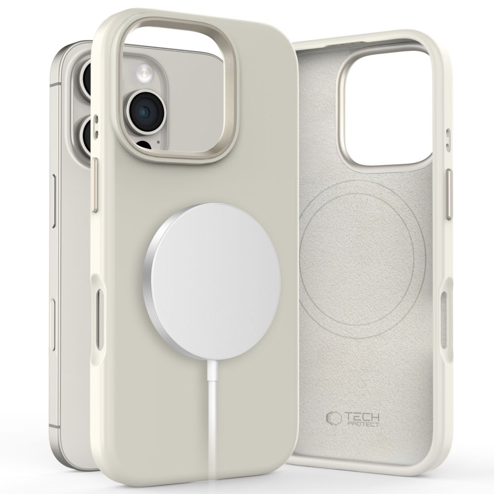 Tech-Protect Silikona PU MagSafe iPhone 16 Pro apvalks (m) - beigs