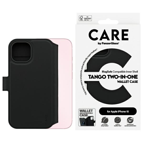 CARE by PanzerGlass Funkcija Tango 2in1 Maku apvalks MagSafe iPhone 15 - melns