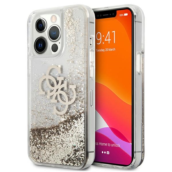 Guess 4G Big Liquid Glitter viedtālruņa apvalks iPhone 13 Pro Max 6.7" - zelta