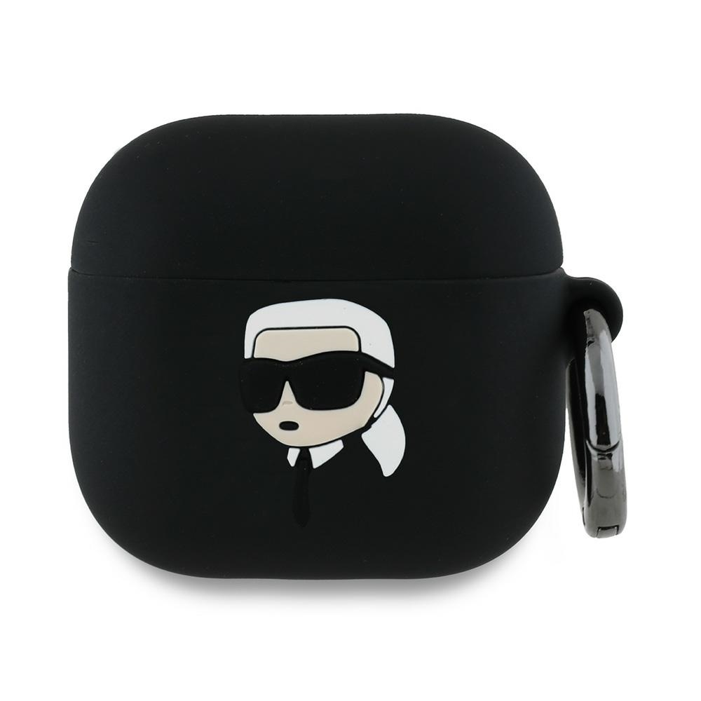 Karl Lagerfeld silikona Karl galvas 3D apvalks AirPods 4 - melna