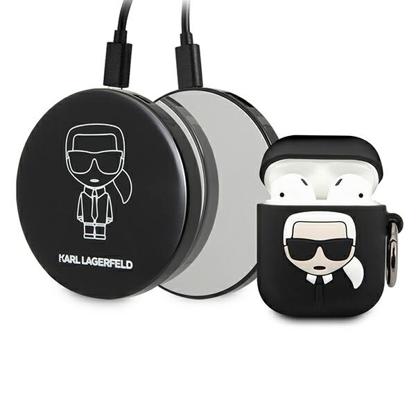 Karl Lagerfeld Ikonik apvalks AirPods + portatīvais lādētājs - melna