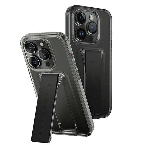 Uniq viedtālruņa apvalks Heldro Mount ar statīvu iPhone 15 Pro Max 6.7" dūmakains