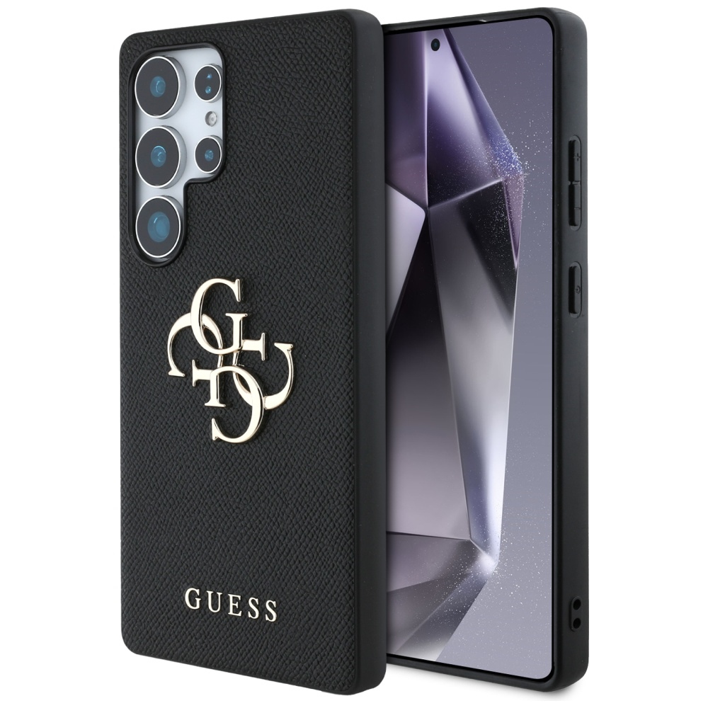 Guess Graudains Liels 4G Logotips Mazs Klasiskais Logotips viedtālruņa apvalks Samsung Galaxy S25 Ultra melna