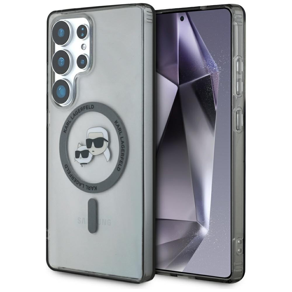 Viedtālruņa apvalks Karl Lagerfeld Button Karl & Choupette Heads Printed Logo Magnētiskais Samsung Galaxy S25 Ultra melns