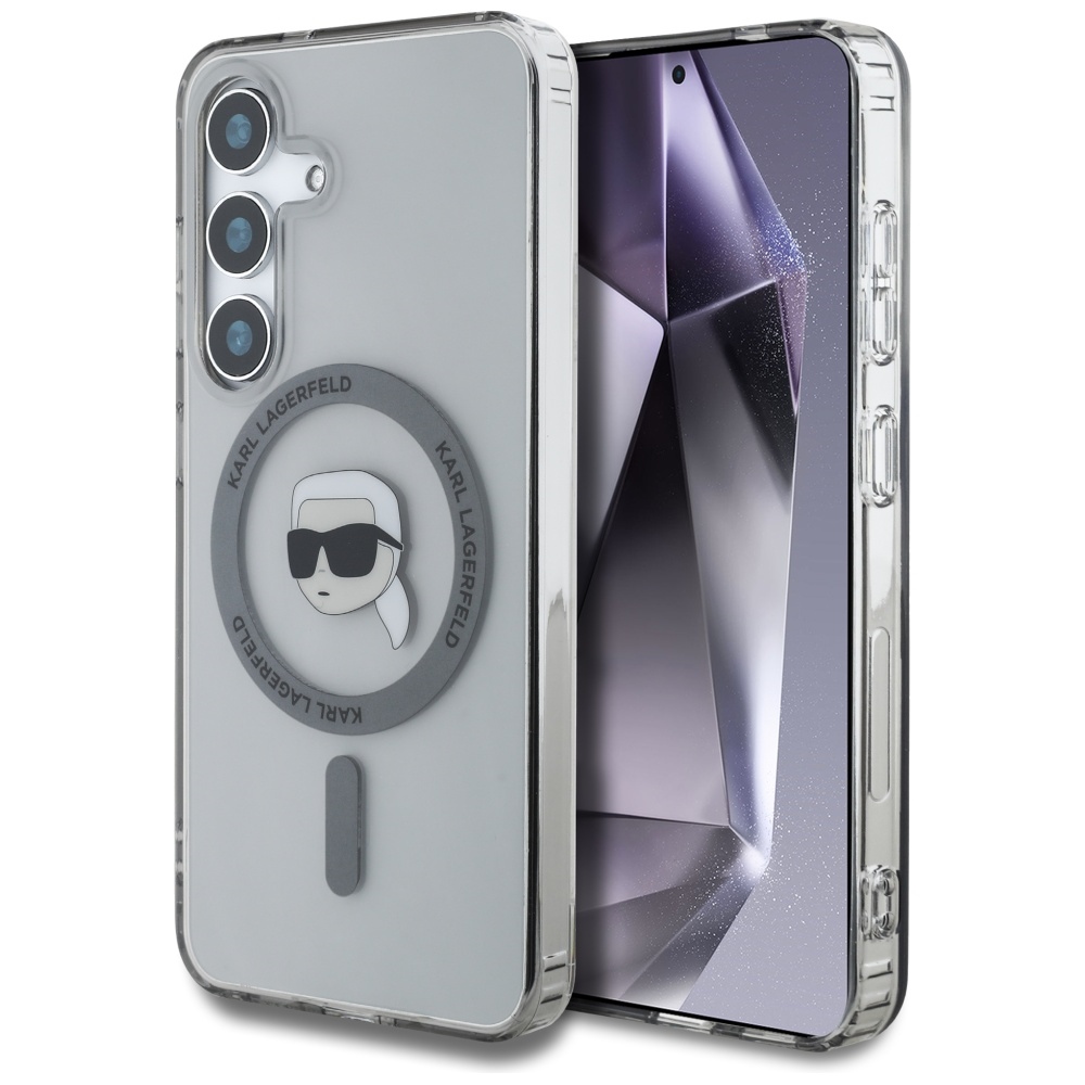 Viedtālruņa apvalks Karl Lagerfeld Button Karl Head Printed Logo Magnētiskais Samsung Galaxy S25 melns