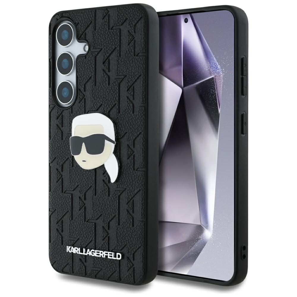Viedtālruņa apvalks Karl Lagerfeld Ādas Monogramma Pin Logo Karl Head Samsung Galaxy S25 melns