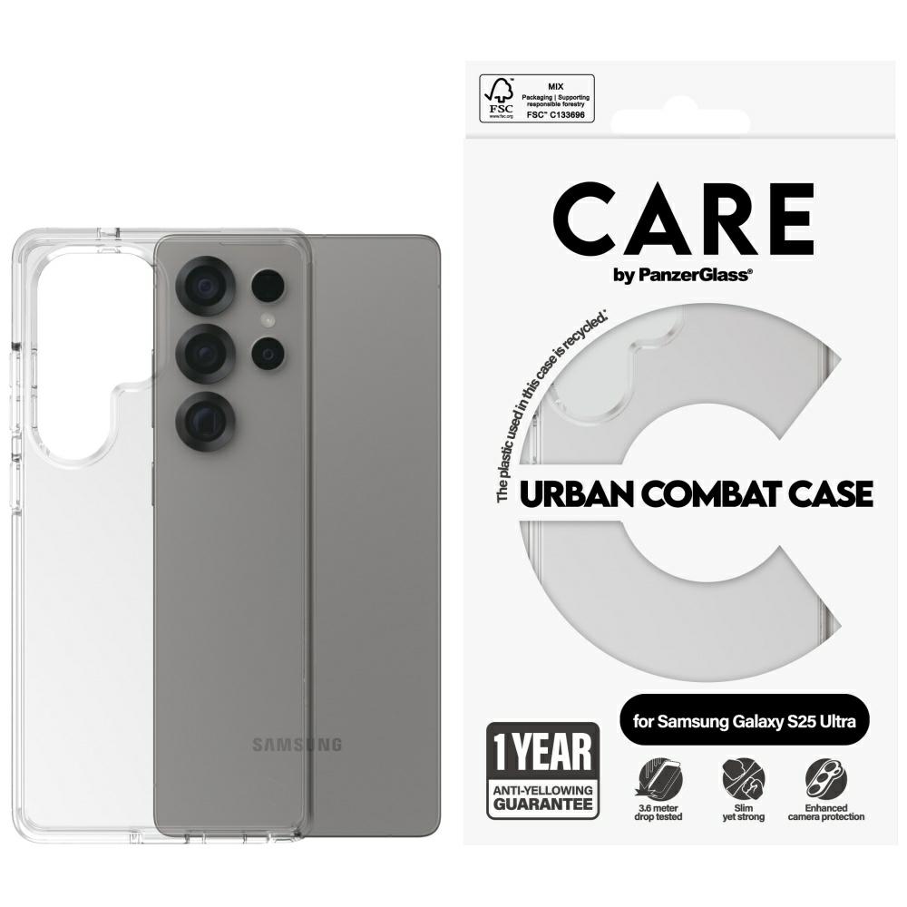 CARE by PanzerGlass Flagship Urban Combat viedtālruņa apvalks Samsung Galaxy S25 Ultra - caurspīdīgs