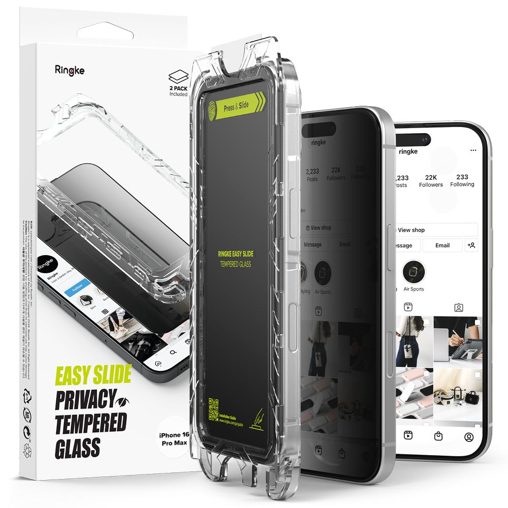 Ringke Easy Slide privātuma stikls 2 gabalu iPhone 16 Pro Max