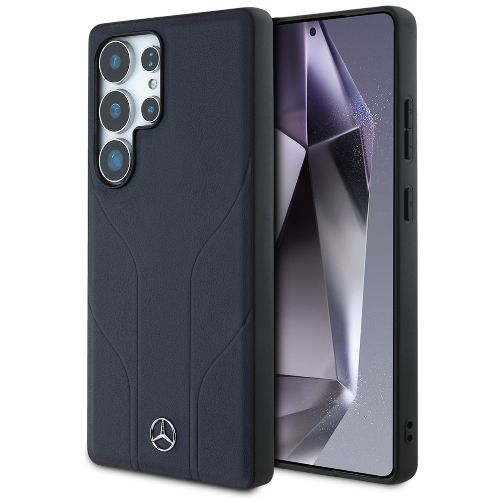 Mercedes Ādas Iespiestas līnijas Magnētiskais apvalks Samsung Galaxy S25 Ultra - zils