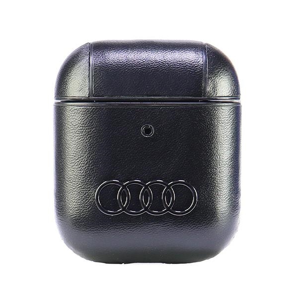 Audi ādas liela logotipa apvalks AirPods 1 / 2 - melna