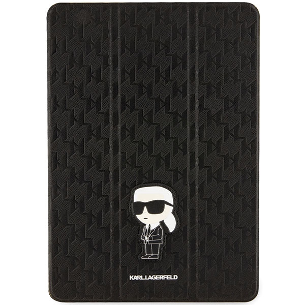 Karl Lagerfeld Saffiano Monogram Ikonik Planšetdatora apvalks iPad 10.2" 2019 (7. ģen.) Folio magnet Allover Cover - melns
