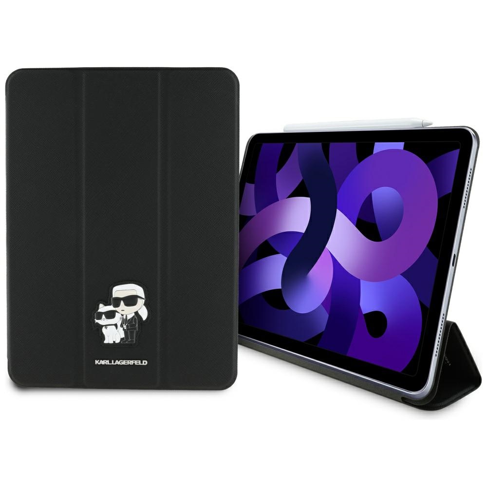 Karl Lagerfeld Saffiano Magnētiskais Karl & Choupette iPad Air 11" 2024 Grāmatas vāka apvalks - melns