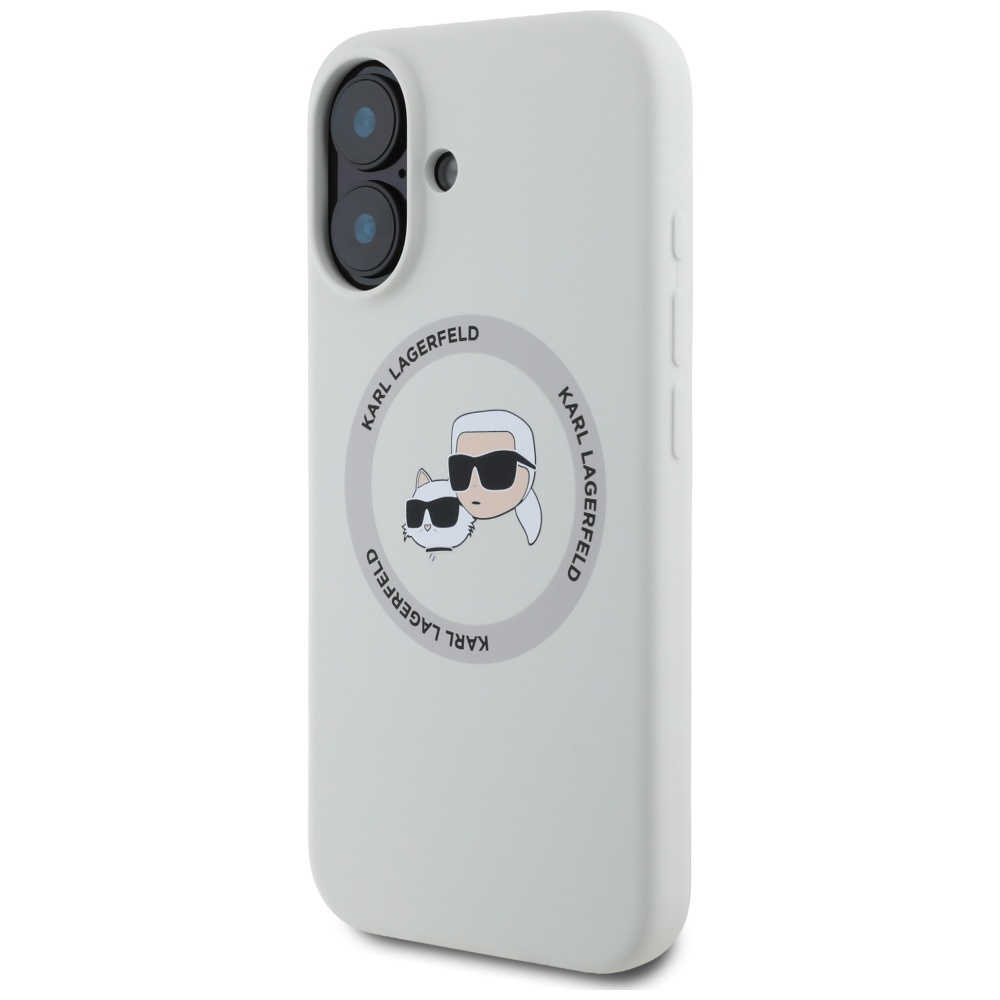 Karl Lagerfeld Silikona Double Heads And Circle Magnētiskais viedtālruņa apvalks iPhone 16 bēšs