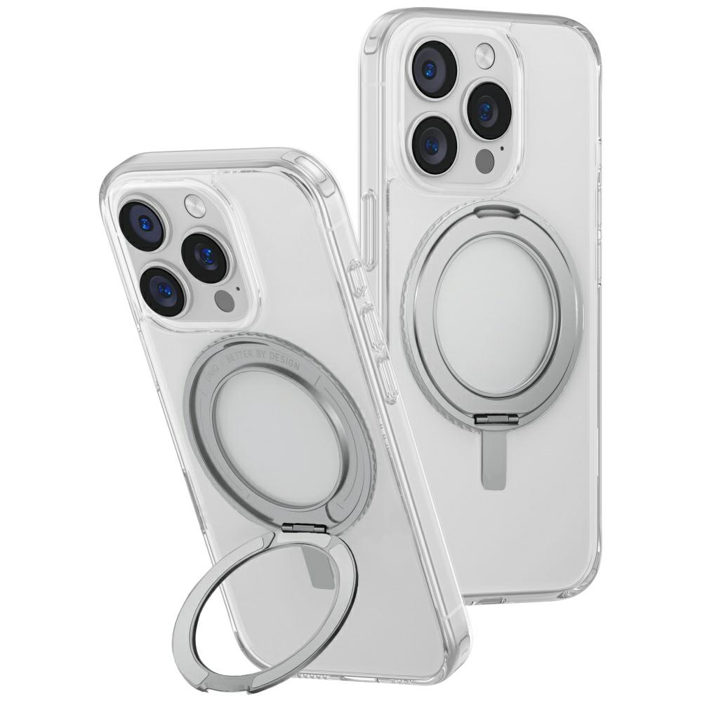 Uniq Swivix 360 rotējošs statīvs viedtālruņa apvalks iPhone 16 Pro - caurspīdīgs