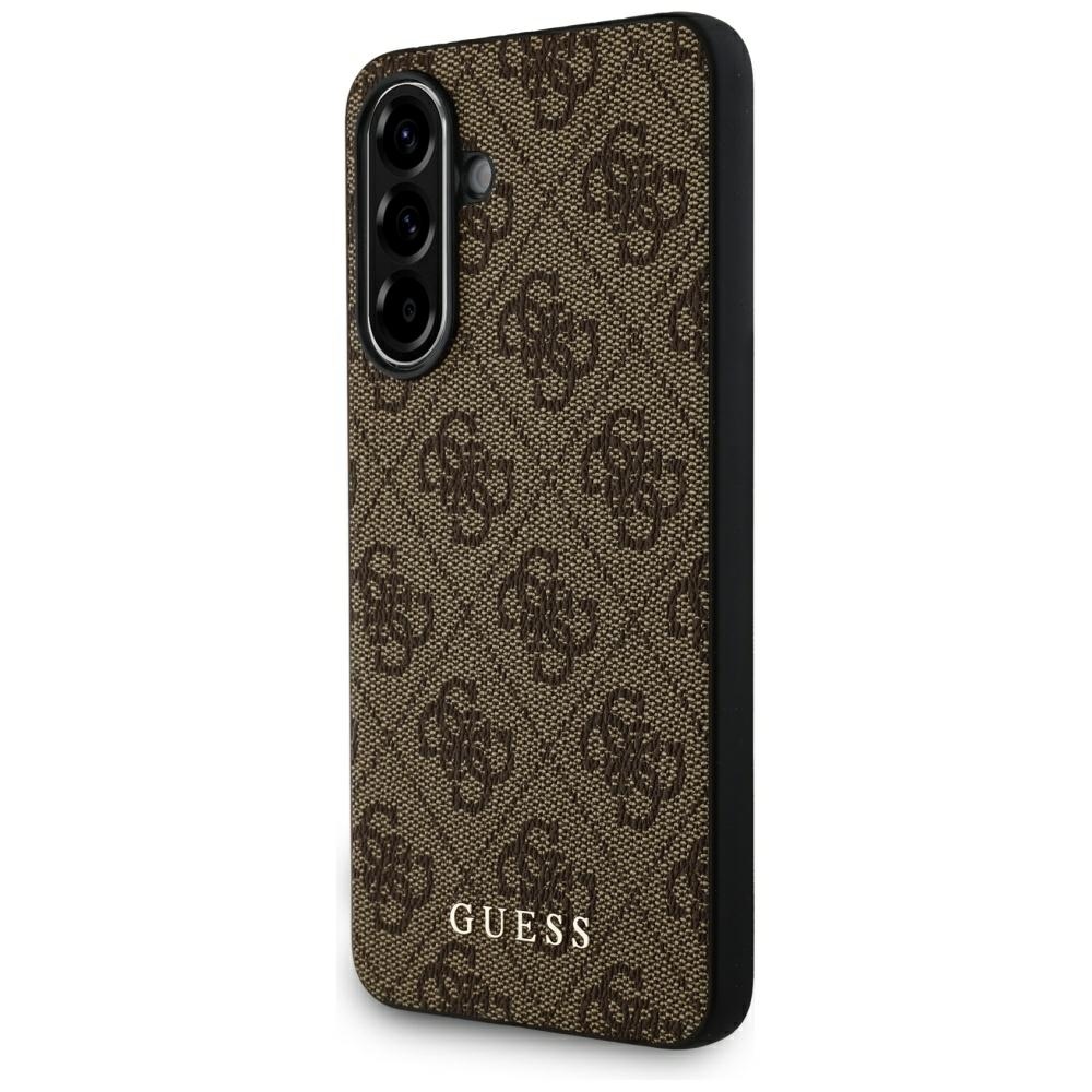 Guess 4G Metal Gold Logo viedtālruņa apvalks Samsung Galaxy A36 - brūns