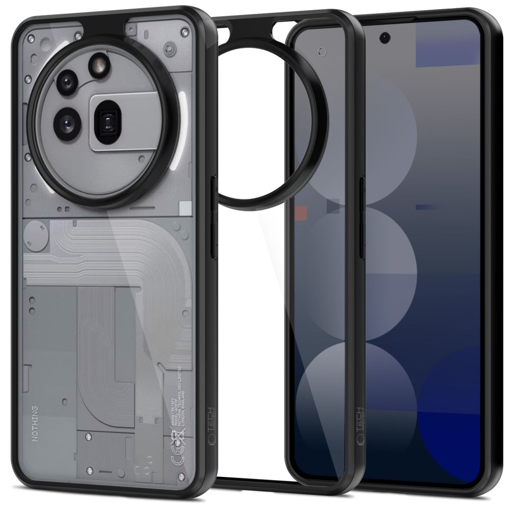 Tech-Protect MagMat viedtālruņa apvalks Nothing Phone 3A Pro - caurspīdīgs/melns