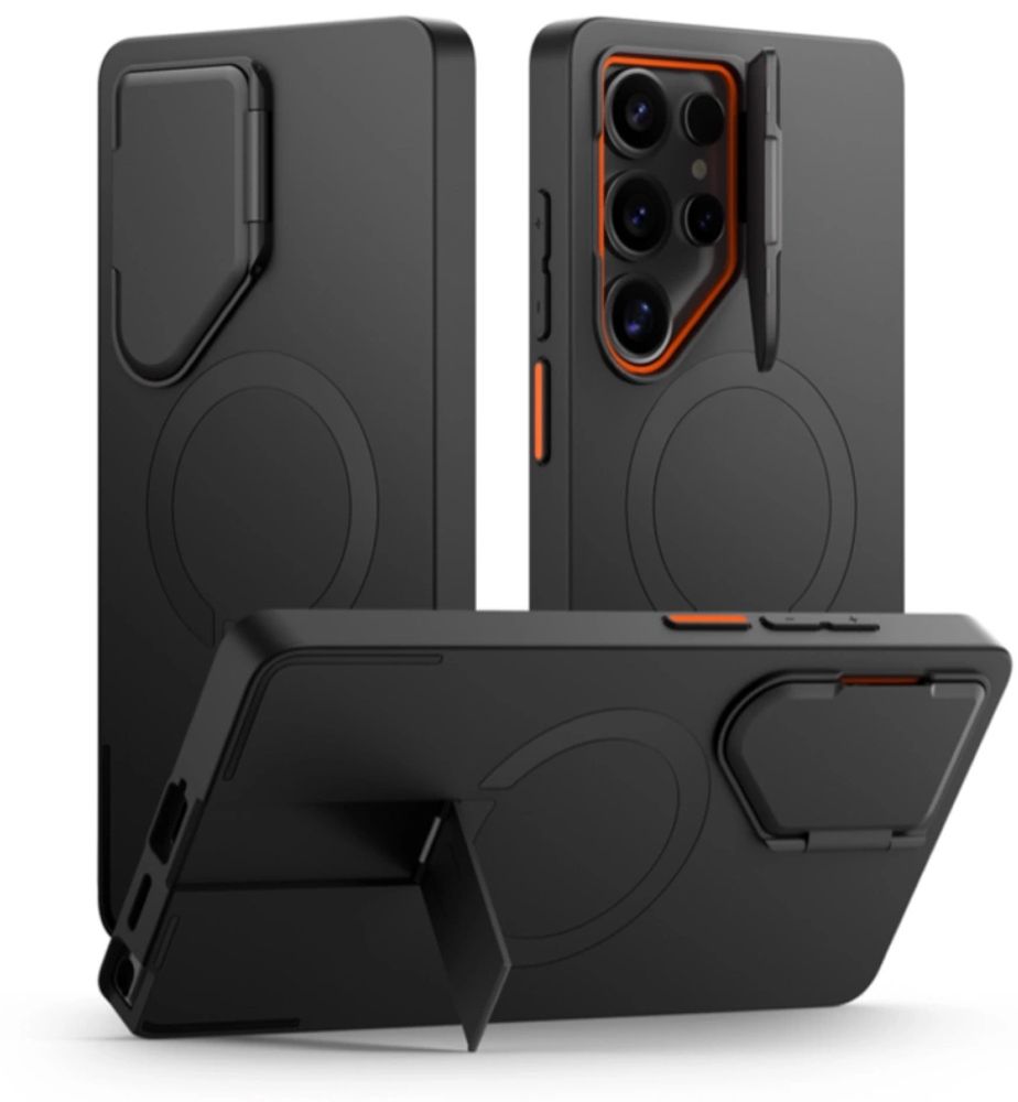 Tech-Protect Kevlar Aura Magnētiskais viedtālruņa apvalks Samsung Galaxy S25 Ultra - melns/oranžs