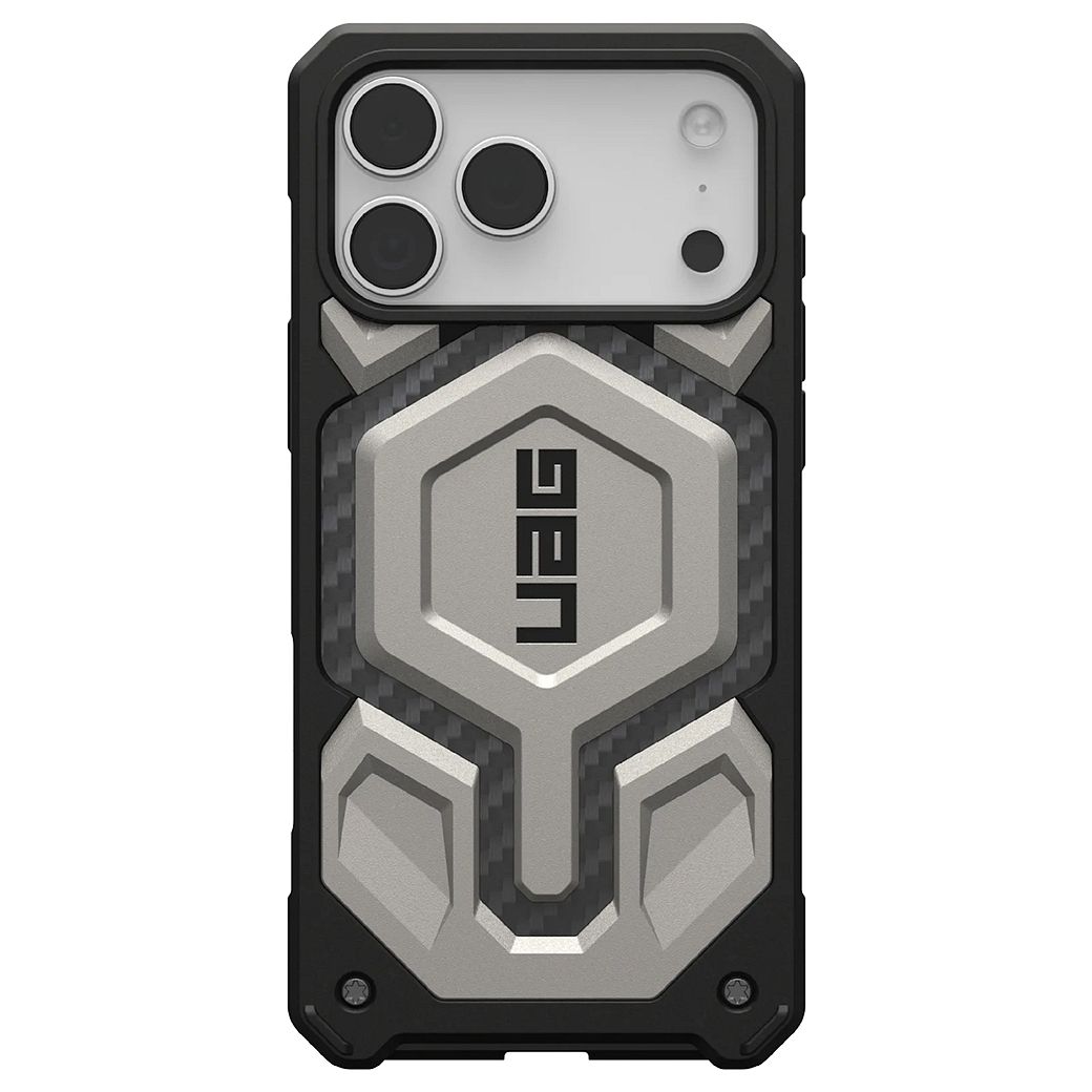 UAG Urban Armor Gear viedtālruņa apvalks MONARCH PRO ar MagSafe saderīgs IPHONE 17 Pro Max titāna krāsā