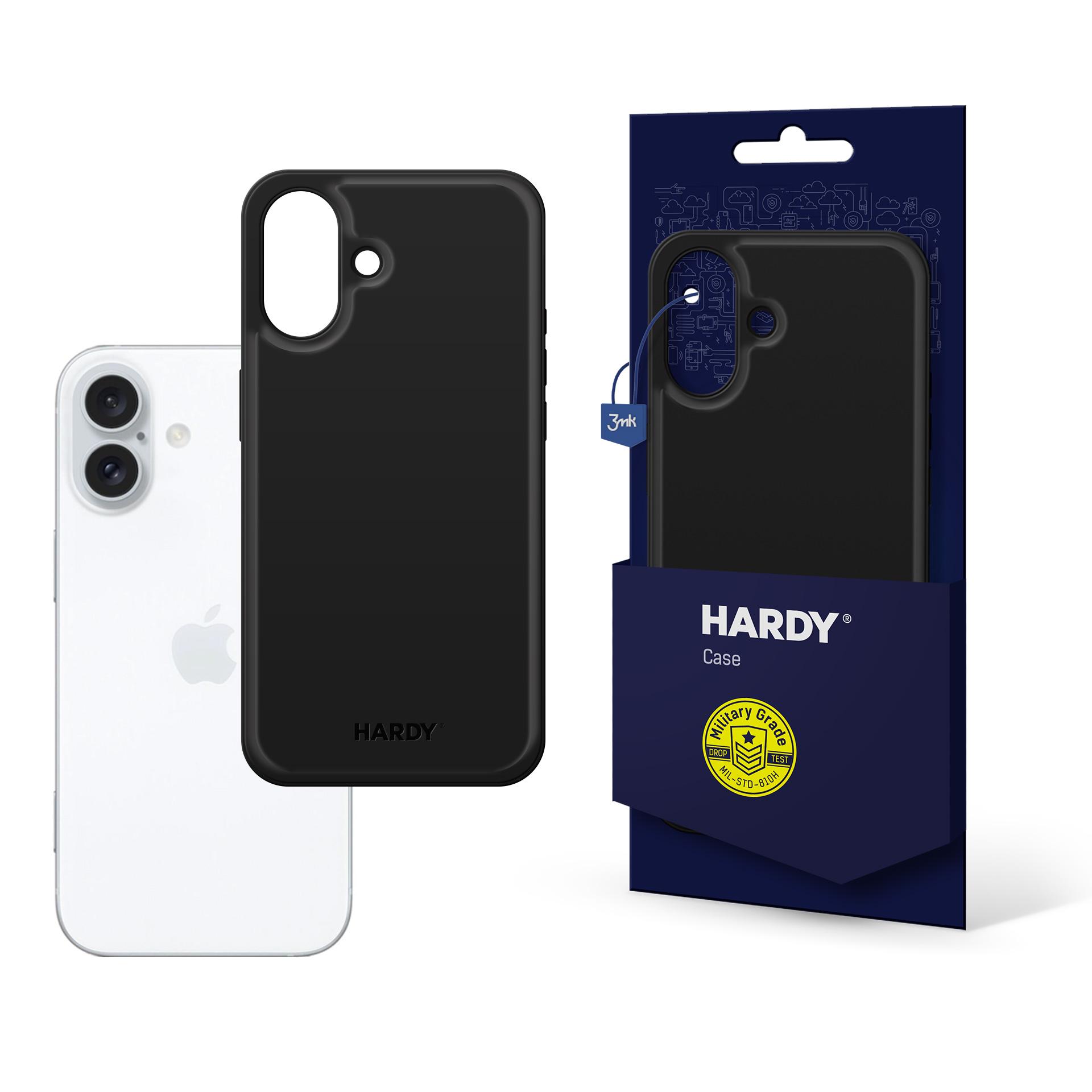 3mk Hardy Apple Silky Leather Magnētiskais viedtālruņa apvalks Apple iPhone 16 Plus - melns