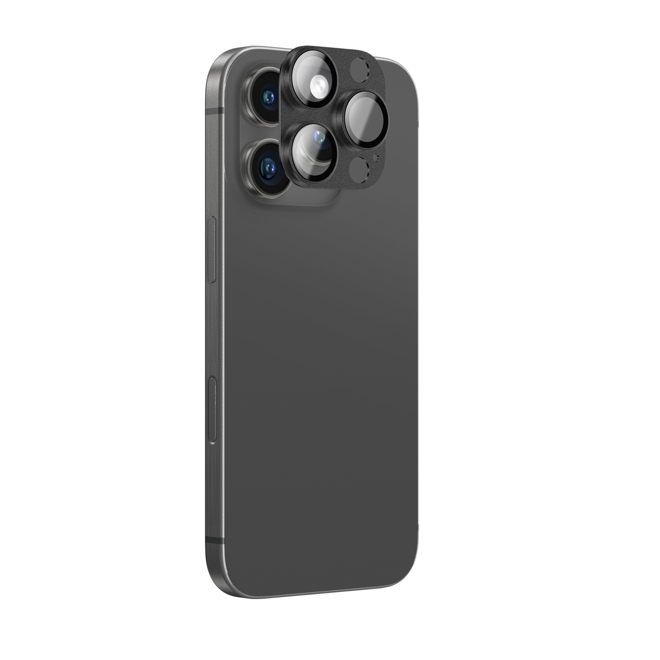 AmazingThing aviācijas klases sakausējuma rūdītais stikls objektīvam iPhone 16 Pro / 16 Pro Max - melns