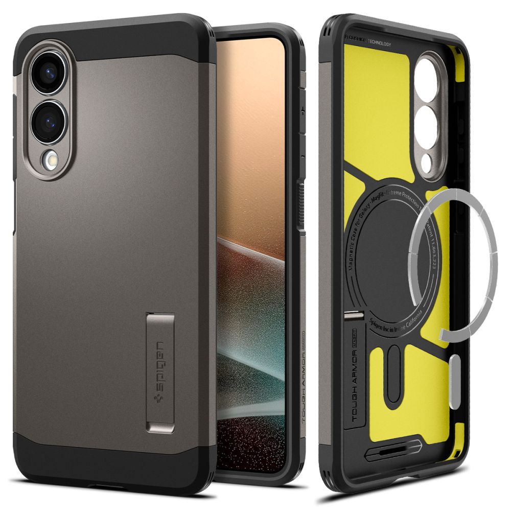 Spigen Tough Armor magnētiskais viedtālruņa apvalks Samsung Galaxy S25 Edge - pelēks/melns