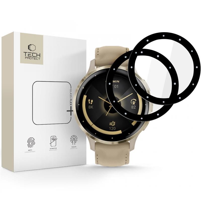Tech-Protect Glass Flex+ 2 daļu hibrīdā stikla komplekts Garmin Venu 3S - melns