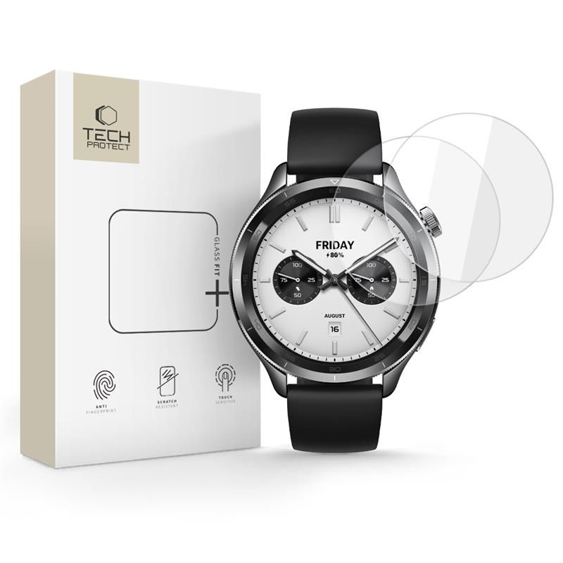 Tech-Protect Glass Fit+ 2-pack rūdītais stikls Xiaomi Watch S4 - caurspīdīgs