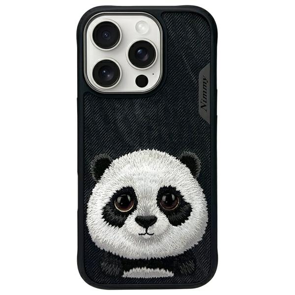 Nimmy Lielās acis mājdzīvnieks 2.0 Pandas viedtālruņa apvalks iPhone 16 Pro - melns