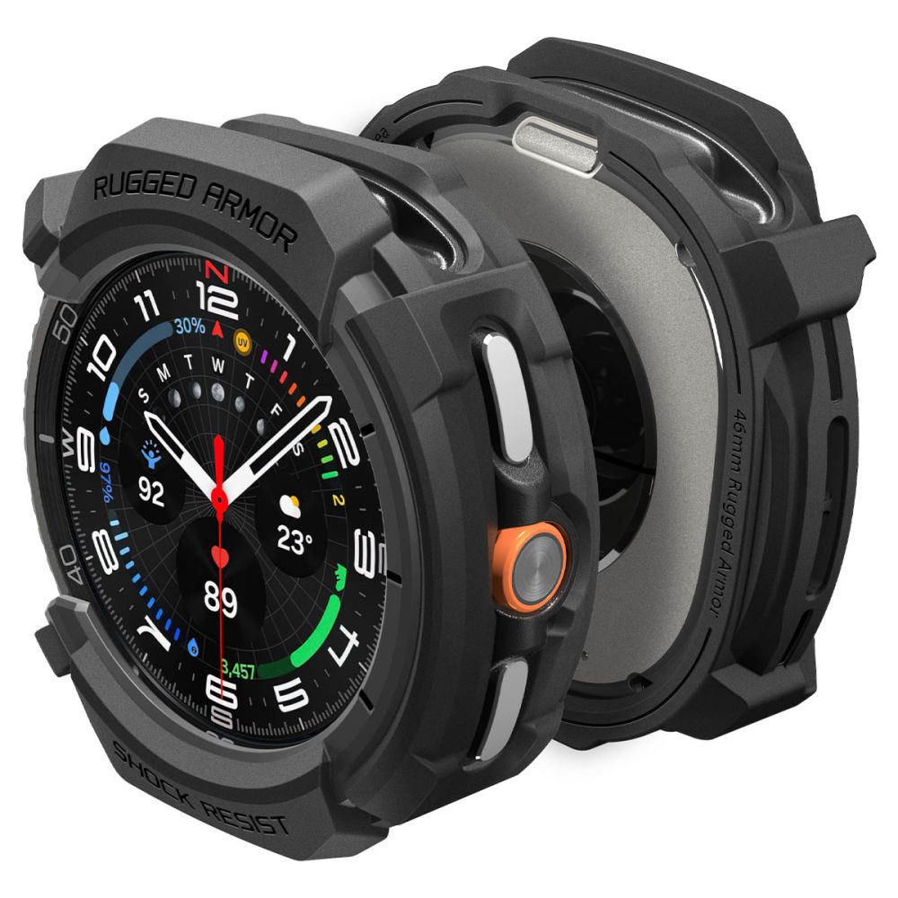 Spigen Rugged Armor pulksteņa apvalks Samsung Galaxy Watch 8 Classic 46mm - matēts melns