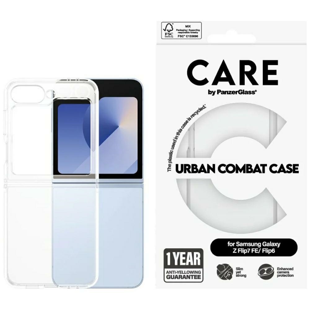 CARE by PanzerGlass Flagship Urban Combat viedtālruņa apvalks Samsung Galaxy Z Flip 7 FE / Flip 6 - caurspīdīgs