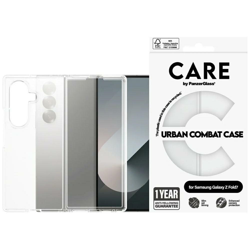 CARE by PanzerGlass Flagship Urban Combat viedtālruņa apvalks Samsung Galaxy Z Fold 7 - caurspīdīgs