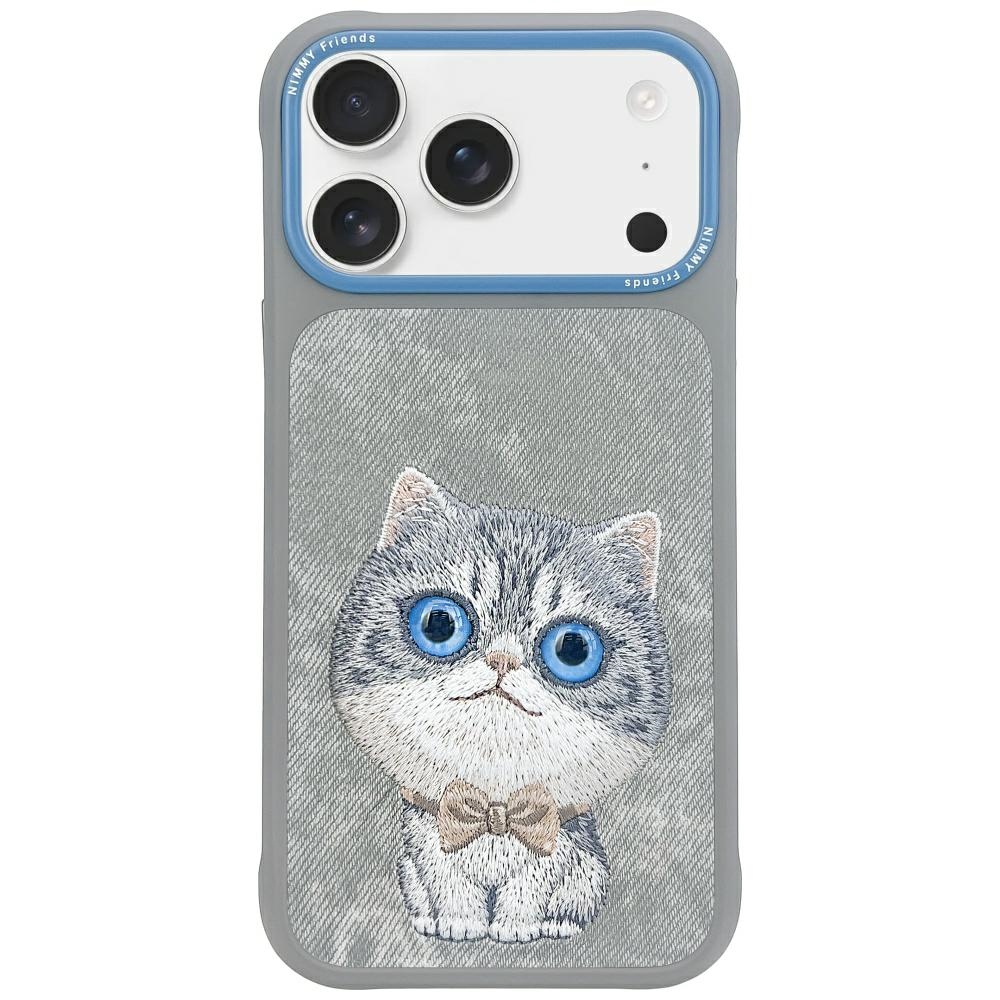 Nimmy Big Eyed Pet 2.0 kaķa viedtālruņa apvalks iPhone 17 - pelēks