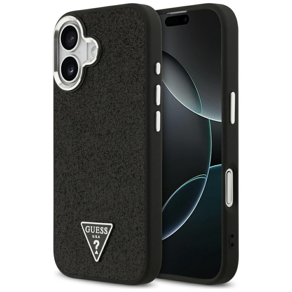 Guess Mirdzošs Trīsstūra Logotips Magnētiskais viedtālruņa apvalks iPhone 17 - melns