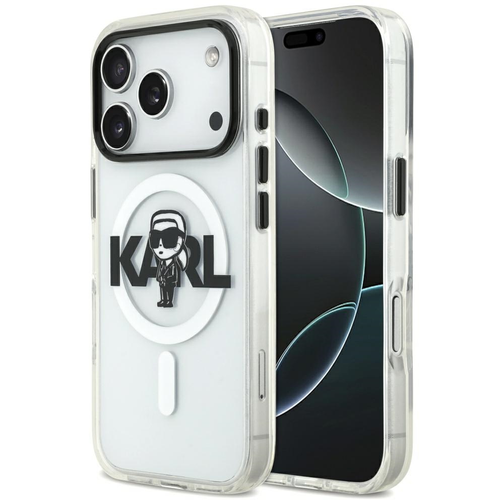 Karl Lagerfeld IML Karl Skice Logotips Magnētiskais viedtālruņa apvalks iPhone 17 Pro - caurspīdīgs