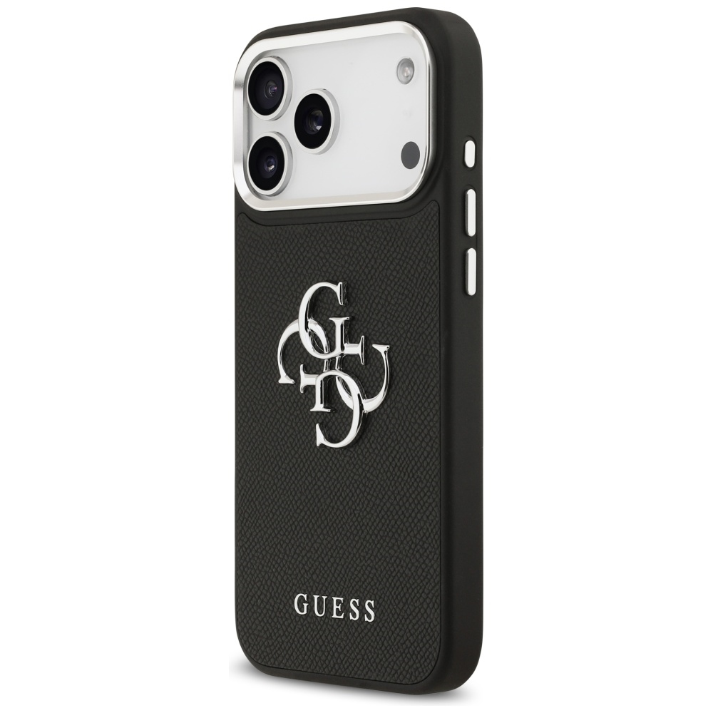 Guess Grained Big 4G Classic Logo viedtālruņa apvalks iPhone 17 Pro Max - melns