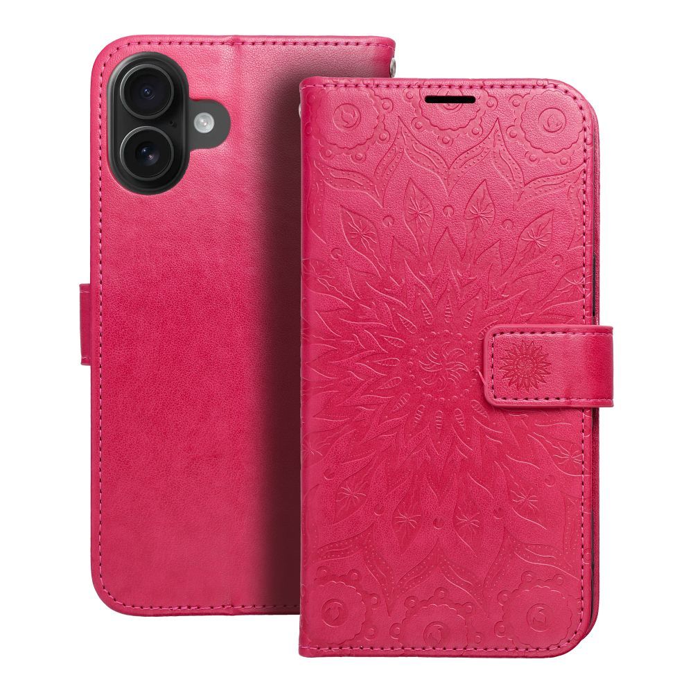 MEZZO grāmatas apvalks IPHONE 16 Plus mandala magenta