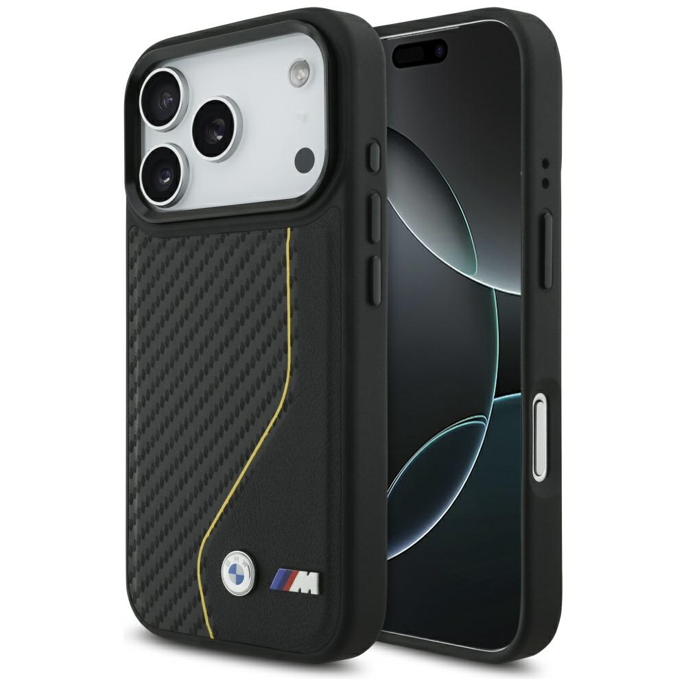 BMW M Carbon Line & Logo Magnētiskais viedtālruņa apvalks iPhone 17 Pro - dzeltens