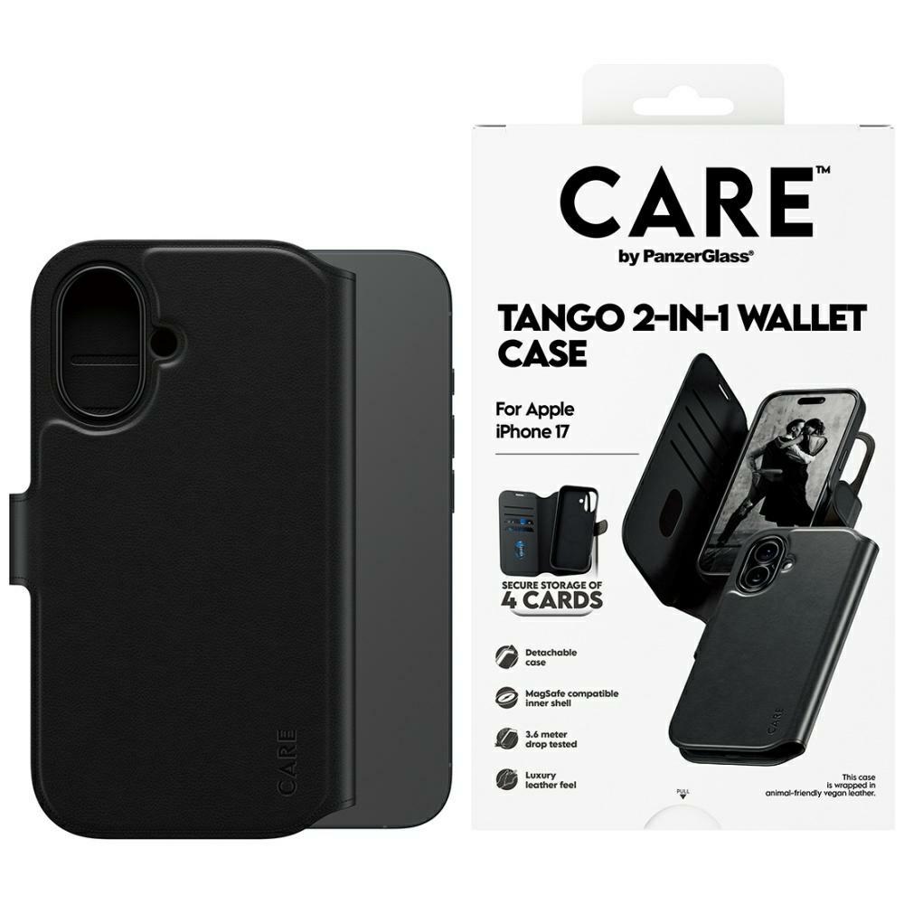 CARE by PanzerGlass Funkcionālais Tango 2in1 Maki apvalks Magnētiskais iPhone 17 - Melns