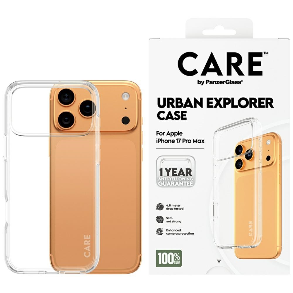 CARE by PanzerGlass Flagship Urban Explorer viedtālruņa apvalks ar caurspīdīgu rāmi iPhone 17 Pro Max - caurspīdīgs
