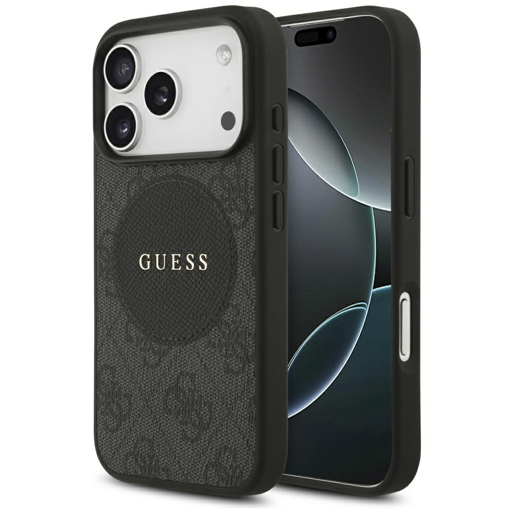 Guess 4G Circle Classic Logo Magnētiskais viedtālruņa apvalks iPhone 17 Pro - melns