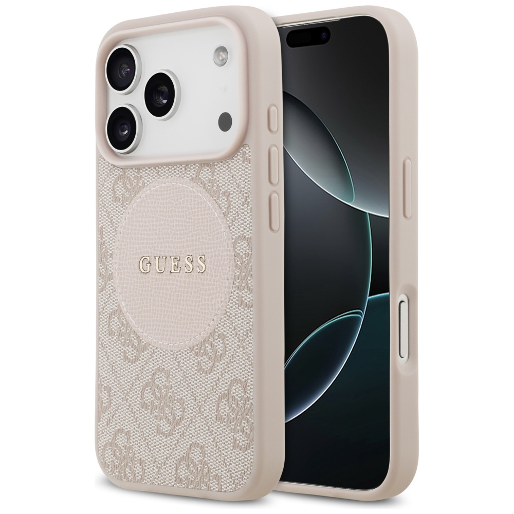 Guess 4G Circle Classic Logo Magnētiskais viedtālruņa apvalks iPhone 17 Pro - rozā