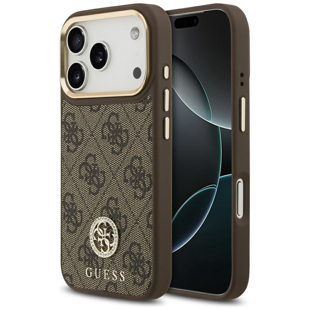 Guess 4G Strass Logo magnētiskais viedtālruņa apvalks iPhone 17 Pro - brūns
