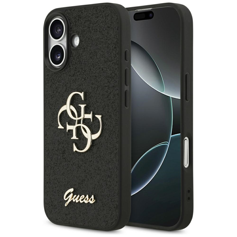 Guess Fixed Glitter Big 4G viedtālruņa apvalks iPhone 17 - melns