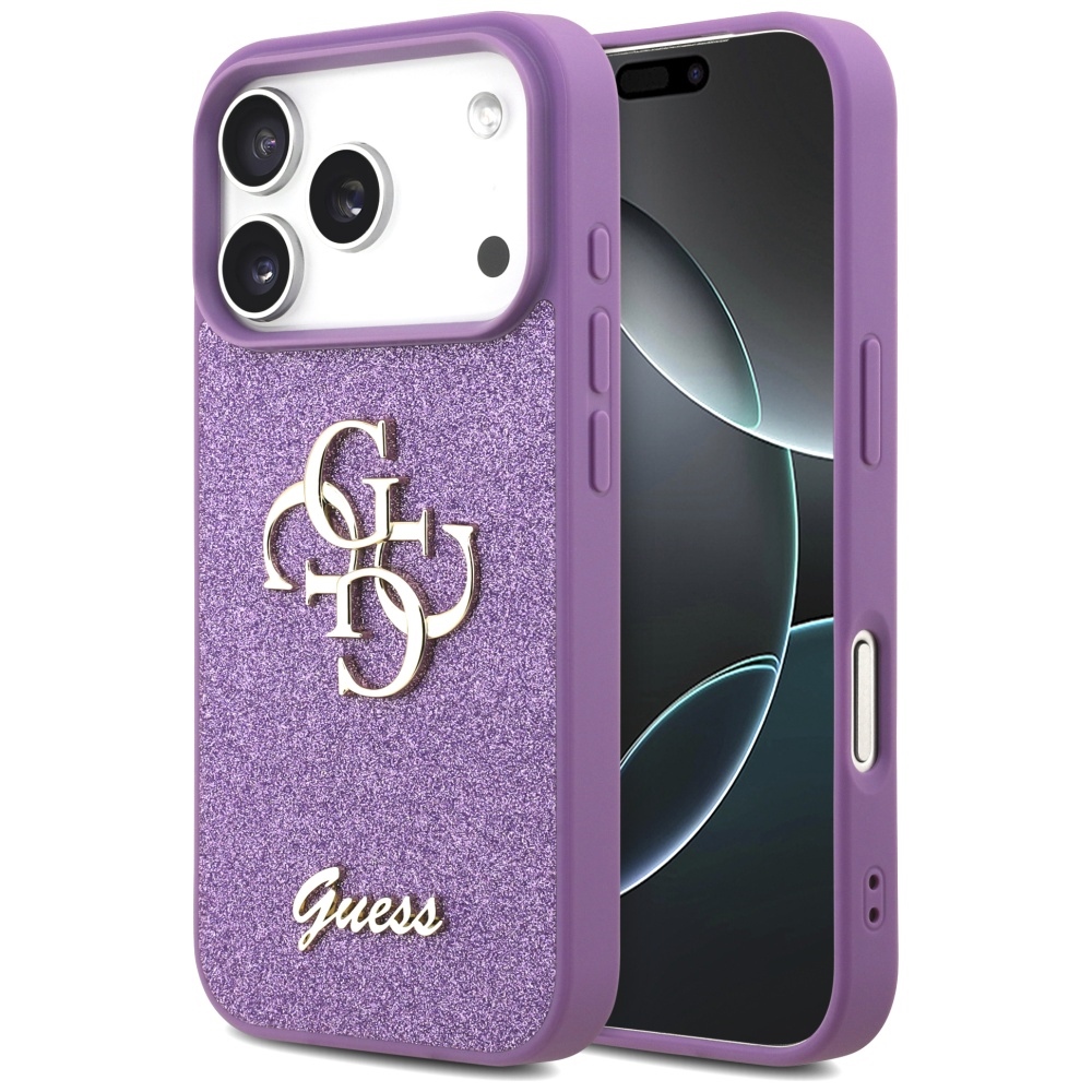 Guess Fiksēts Mirdzošs Liels 4G viedtālruņa apvalks iPhone 17 Pro - violeta
