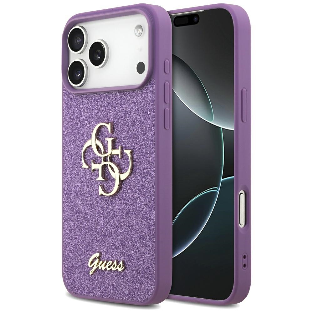 Guess Fiksēts Mirdzošs Liels 4G viedtālruņa apvalks iPhone 17 Pro Max - violeta