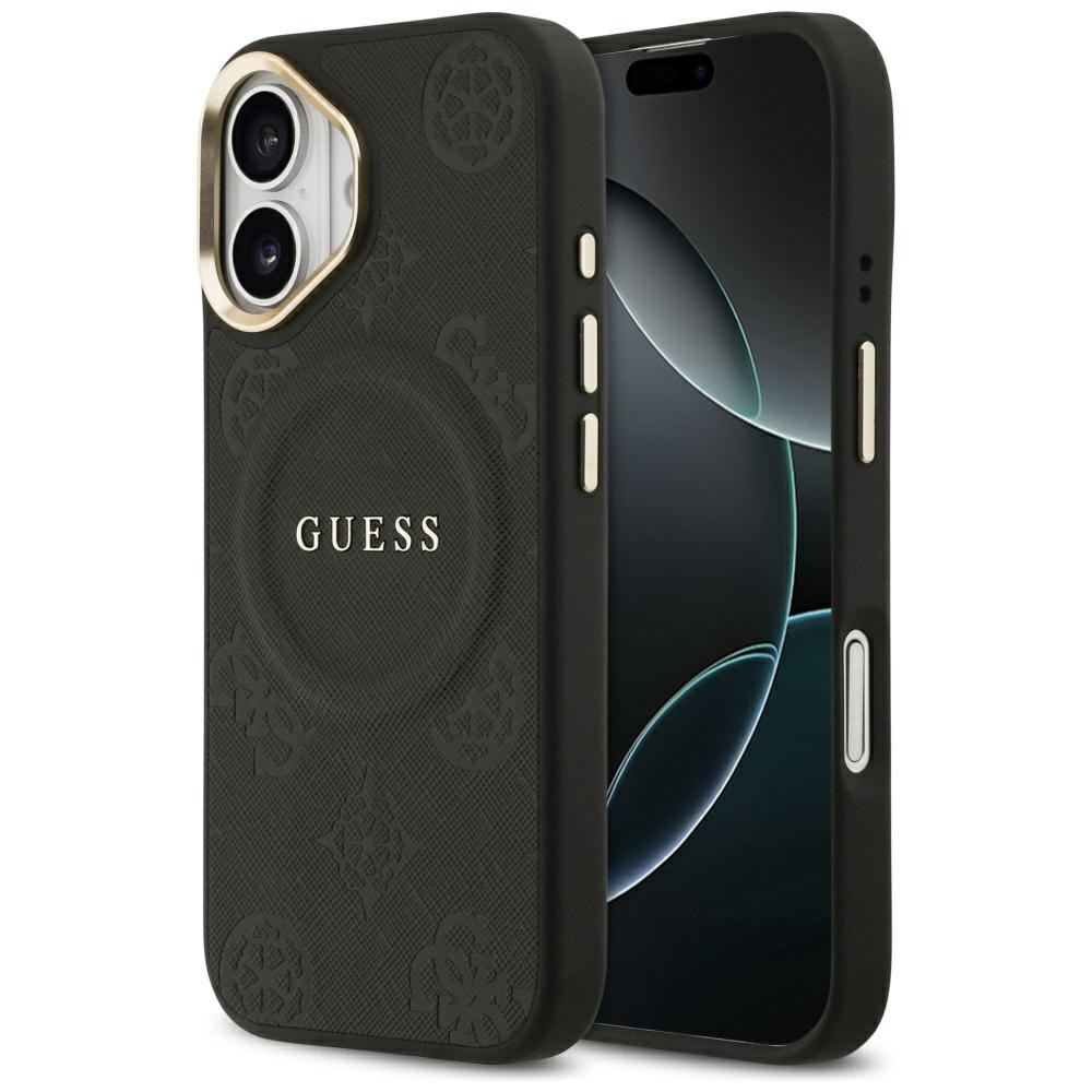 Guess Peony Hot Stamp MagSafe viedtālruņa apvalks iPhone 17 - melns