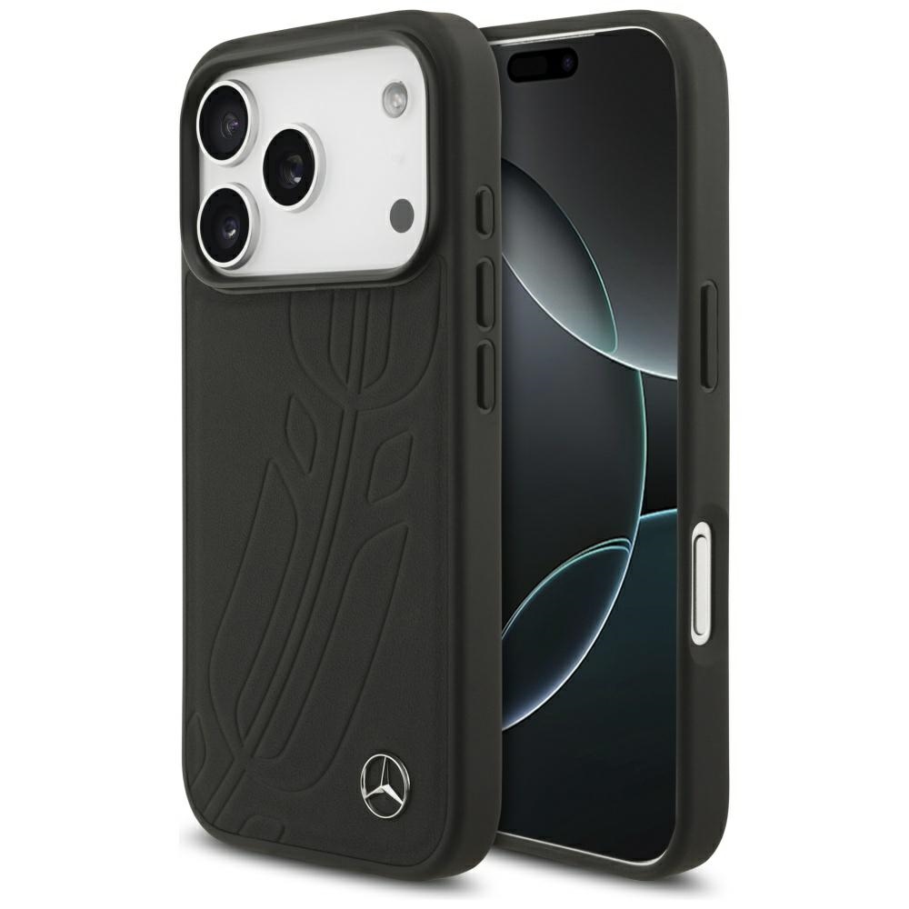 Mercedes Ādas Liels Laurel Lapu Magnētiskais Viedtālruņa apvalks iPhone 17 Pro - Melns