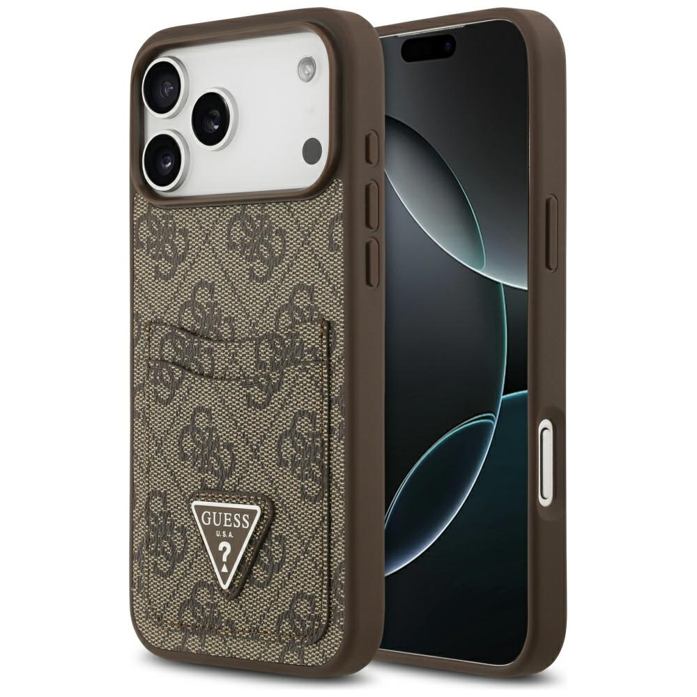 Guess 4G Nauble Card Triangle apvalks iPhone 17 Pro Max - brūns