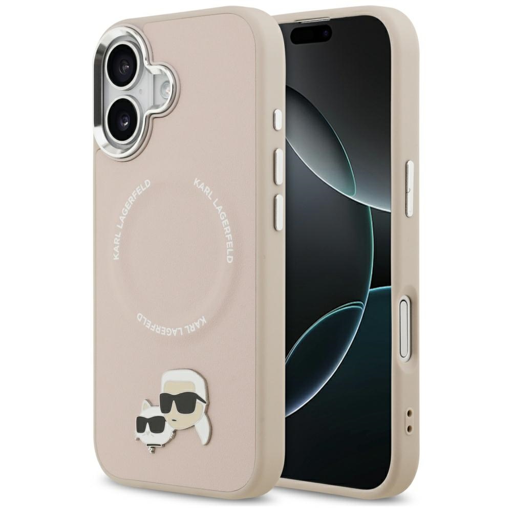 Karl Lagerfeld Karl & Choupette Pins Magnētiskais apvalks viedtālrunim iPhone 17 Pro - rozā
