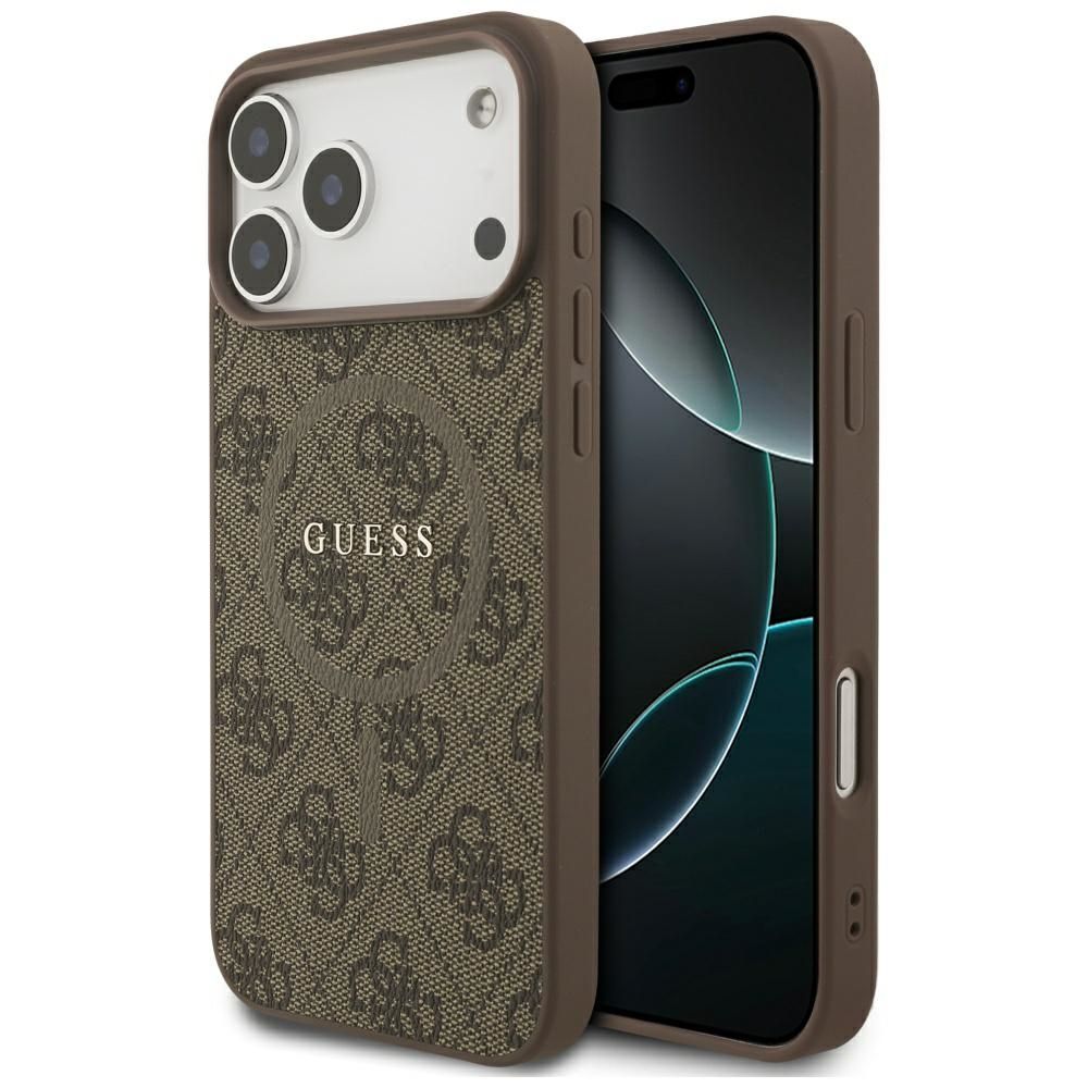 GUESS viedtālruņa apvalks IPHONE 17 Pro Max, saderīgs ar MagSafe GUHMP17XG4GFRW (PU 4G Ring Classic Logo) brūns